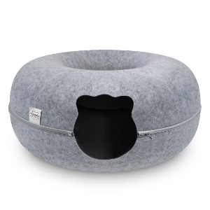 [펫츠몬]고양이용 도넛형 원 홀 펠트 터널 숨숨하우스(그레이L/60cm)(인터넷23900원미만 판매금지)(품절)